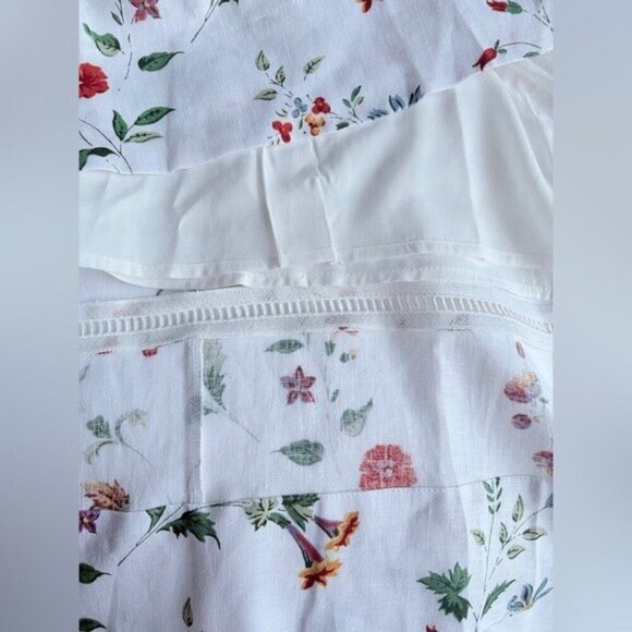 NEW Reformation Everett Linen Midi Dress Corsini White Multi Floral | US 0 UK 4 - Picture 14 of 16